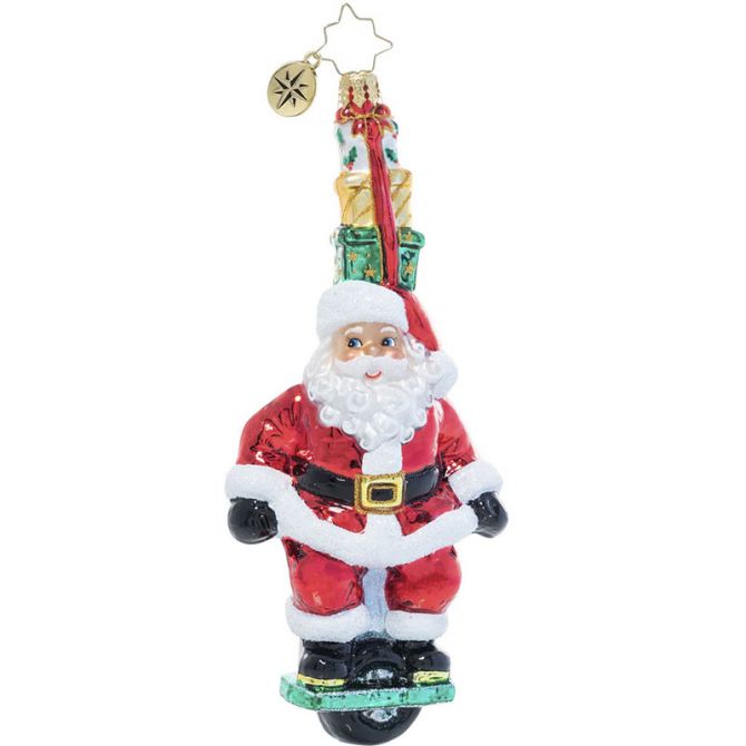 Christopher Radko One Wheelin Santa Ornament