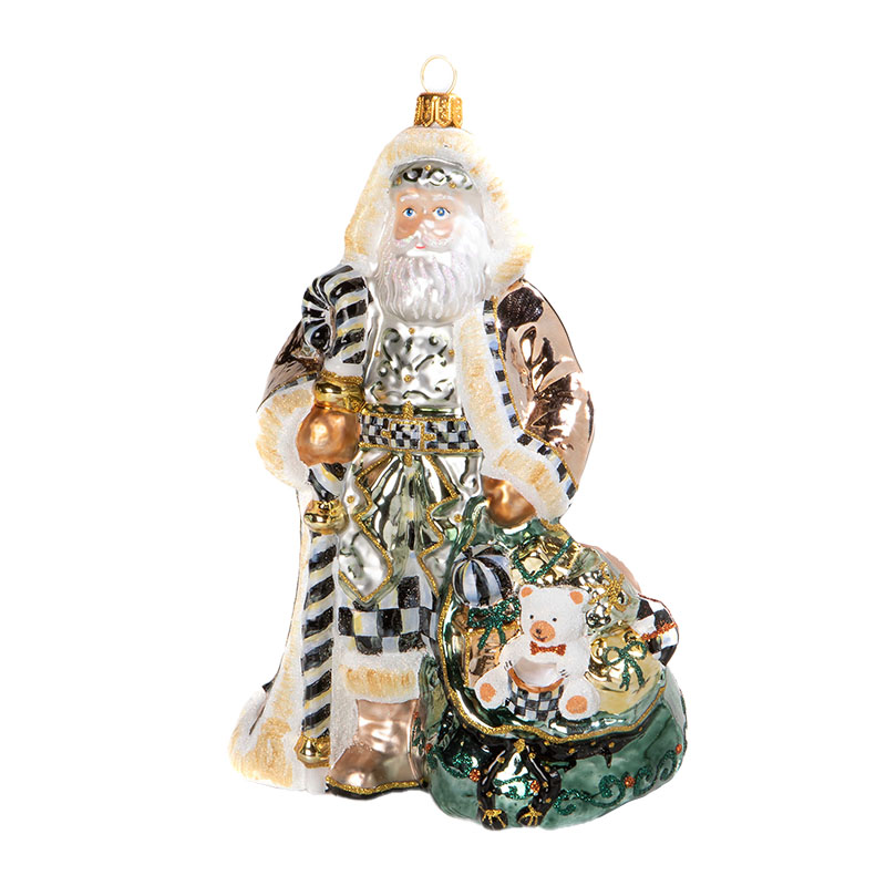 MacKenzie-Childs Glass Ornament, Farmhouse Santa with Toys | 53913-2155 ...