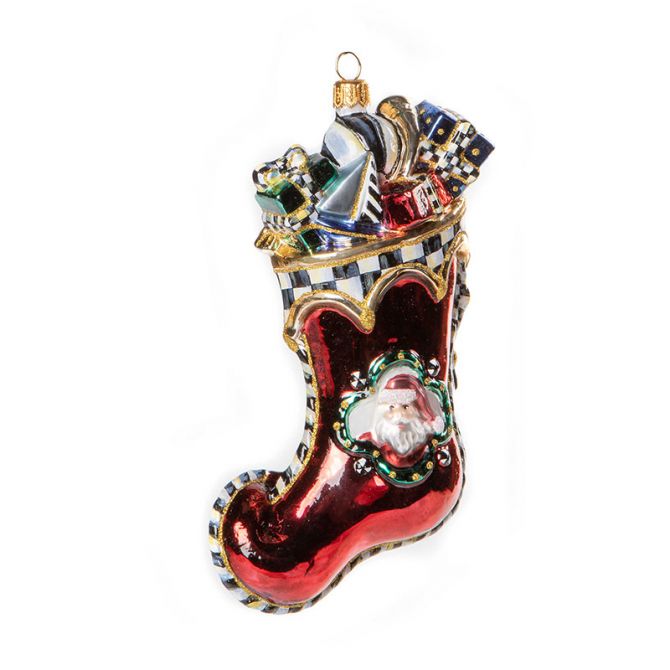 MacKenzie-Childs Glass Ornament, Stocking of Gifts