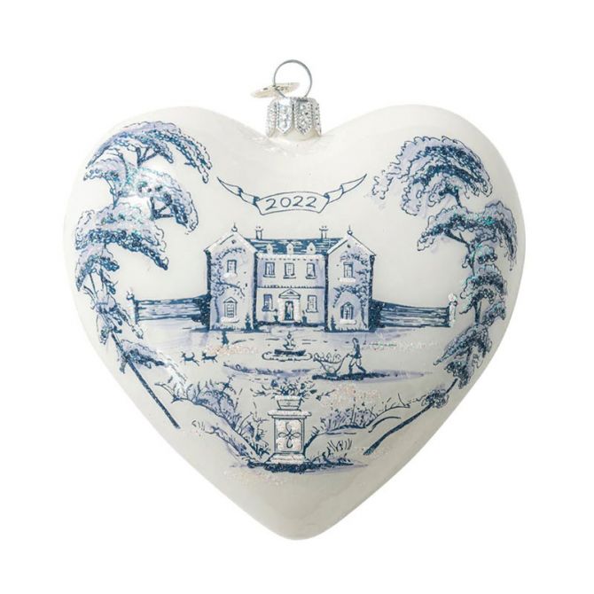 Juliska Country Estate Heart Dated Glass Ornament, Delft