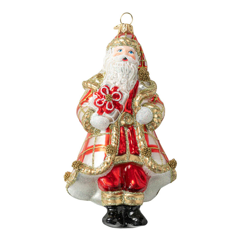 Juliska Berry and Thread Santa Glass Ornament, Ruby Tartan | ORN/053 ...