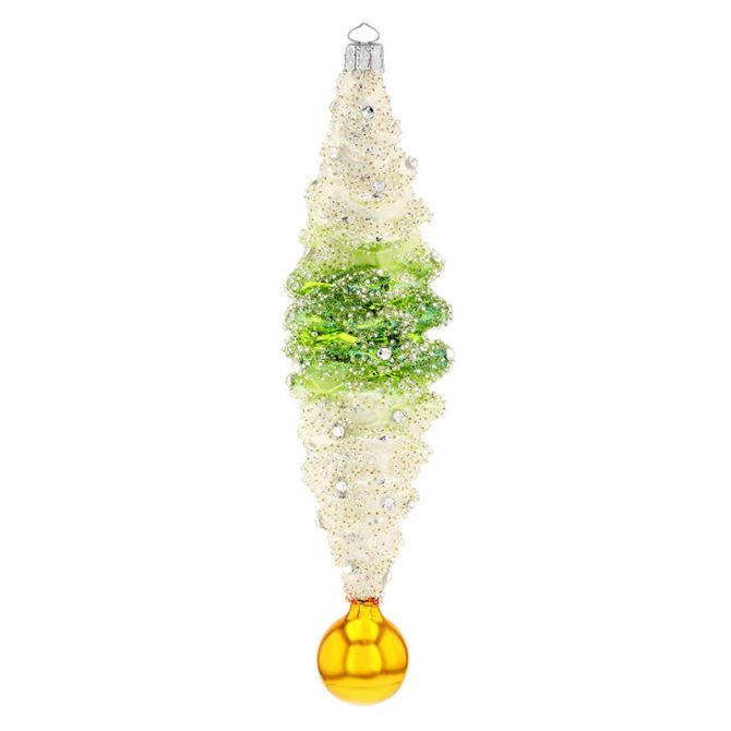 Heartfully Yours Cone Ornament, White and Green