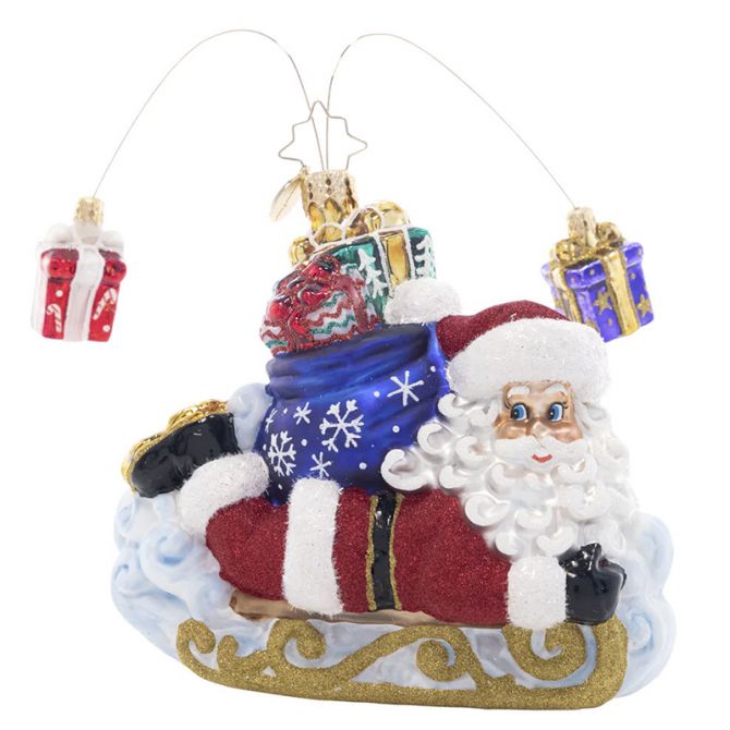 Christopher Radko Snow Sliding Santa Ornament