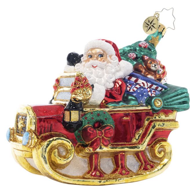 Christopher Radko Ready To Ride Santa Ornament