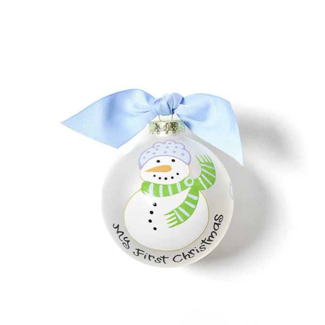 Coton Colors My First Christmas Snowman Boy Glass Ornament