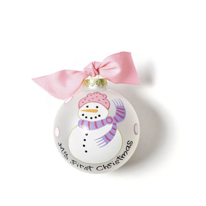 Coton Colors My First Christmas Snowman Girl Glass Ornament