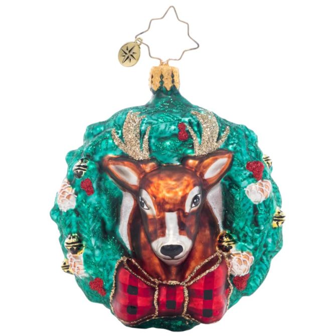 Christopher Radko Rustic Reindeer Wreath Gem Ornament