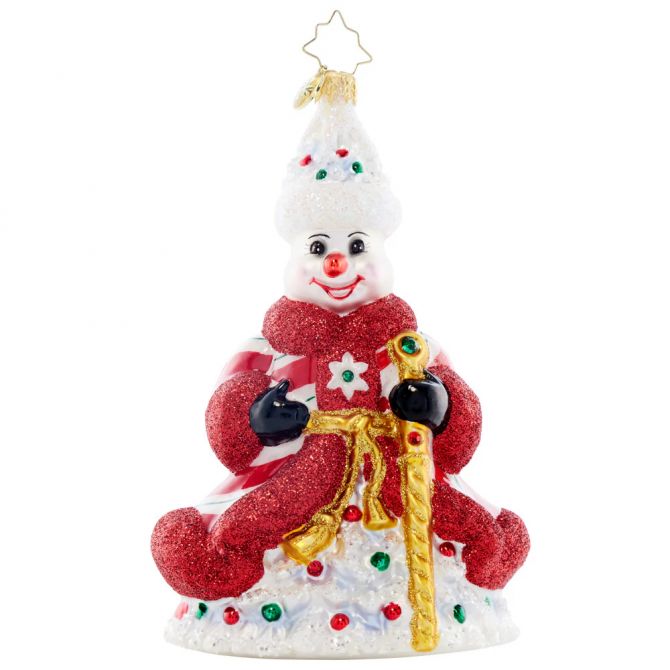 Christopher Radko Peppermint Sparkle Snowman Ornament