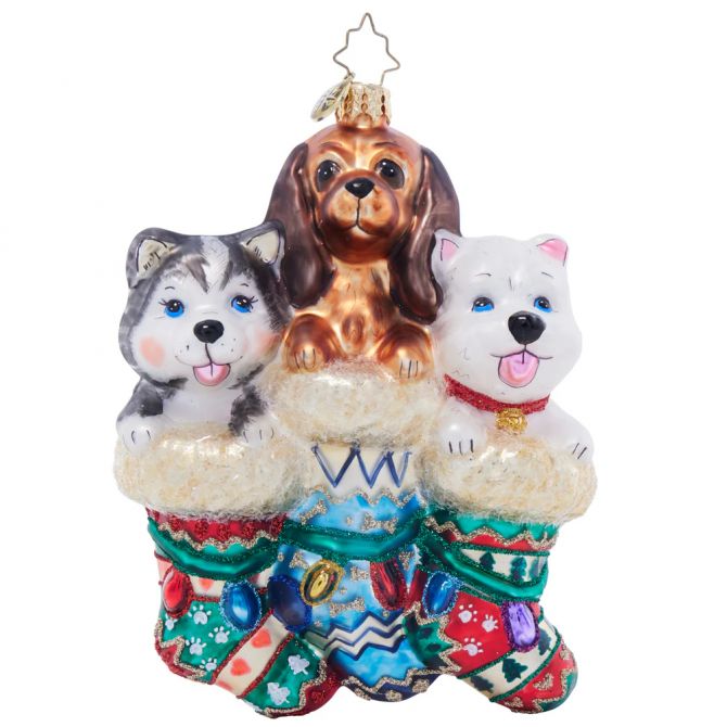 Christopher Radko Puppy Presents Ornament