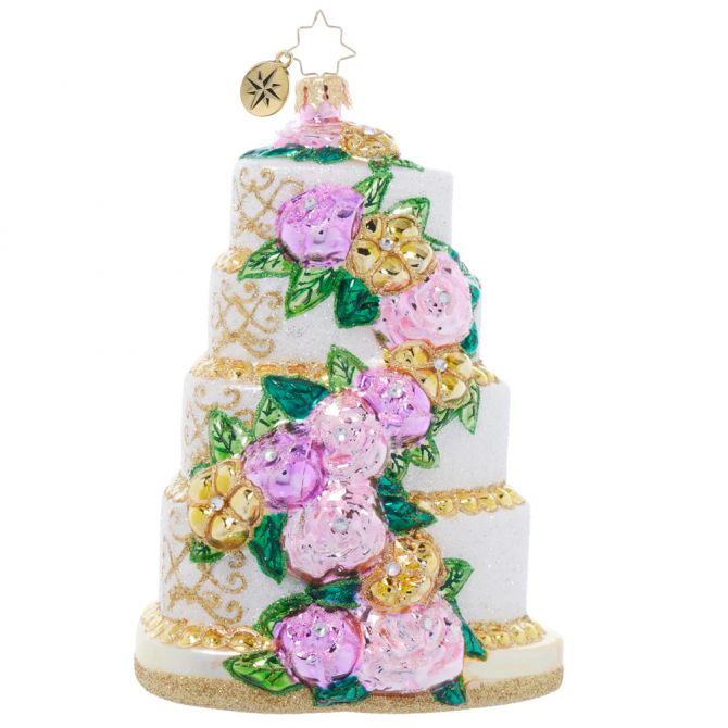 Christopher Radko Heart Shaped Wedding Cake Ornament