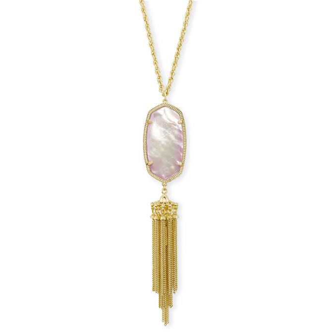 KENDRA SCOTT Reid Gold Necklace in Deep Blush Mother Of top Pearl NWT