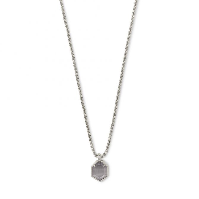 Kendra Scott Teo Silver Pendant Necklace in Slate Cats Eye