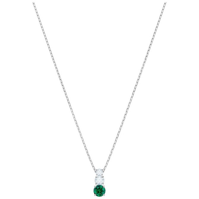 Swarovski Attract Trilogy Round Pendant, Green Crystal & Rhodium Plating