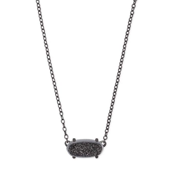 Kendra Scott Ever Gunmetal Pendant Necklace in Black Drusy