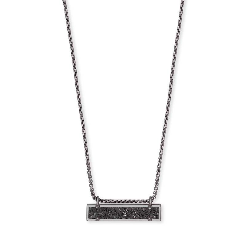 Kendra Scott Leanor Gunmetal Pendant Necklace in Black Drusy