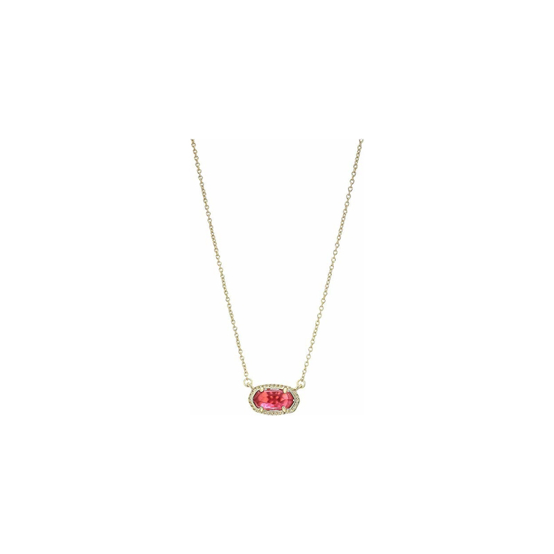 Elisa Gold Pendant Necklace in Red Berry