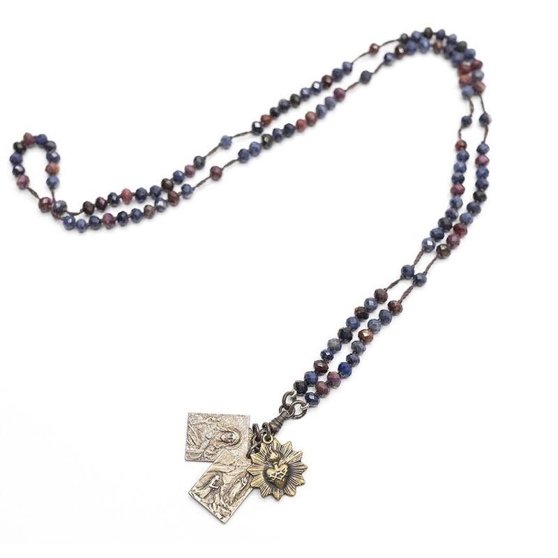 Mirace Icons by Mary Jo Pane Faceted Sapphire Rosary Necklace | N ...