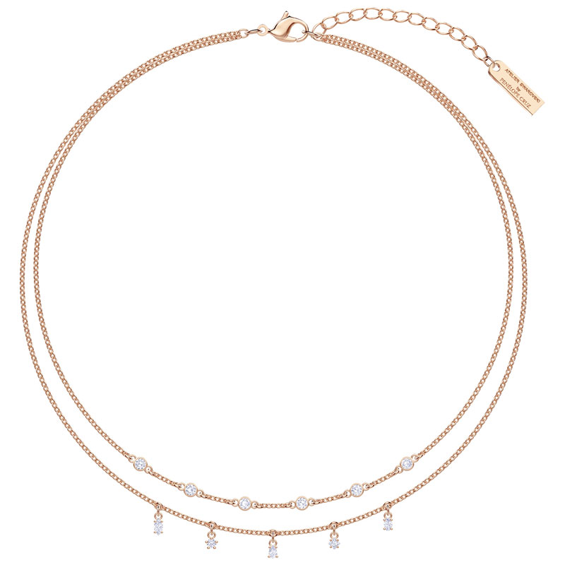 Swarovski Penelope Cruz Moonsun Double Necklace, White in Rose Gold ...