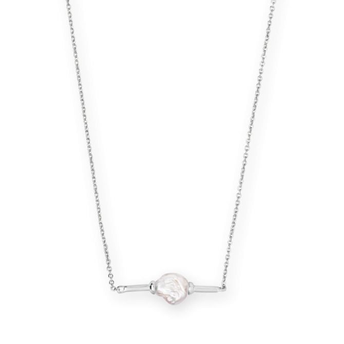 Kendra Scott Emberly Bright Silver Pendant Necklace in Pearl