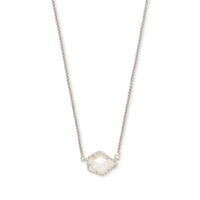 Kendra Scott Tess Silver Tone Small Pendant Necklace in Ivory Pearl