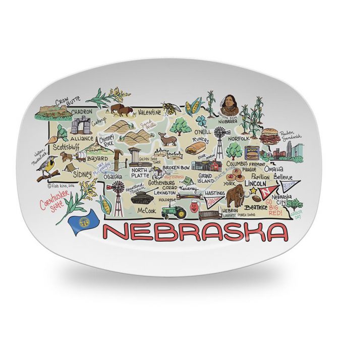 Fish Kiss Nebraska Map Platter