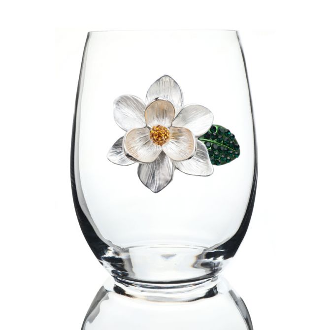 The Queens' Jewels Magnolia Stemless Wine Glass