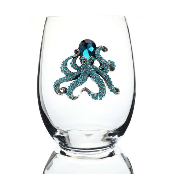 The Queens' Jewels Octopus Jeweled Stemless Glass