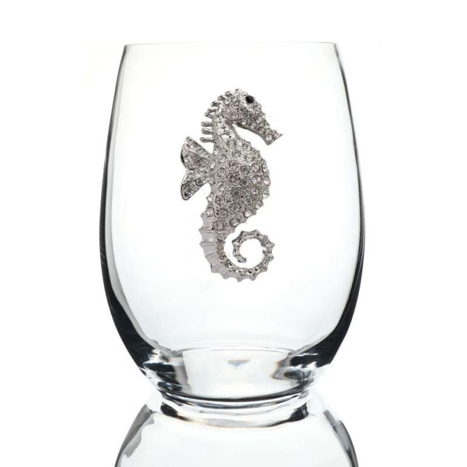 The Queens' Jewels Seahorse Jeweled Stemless Wine Glass