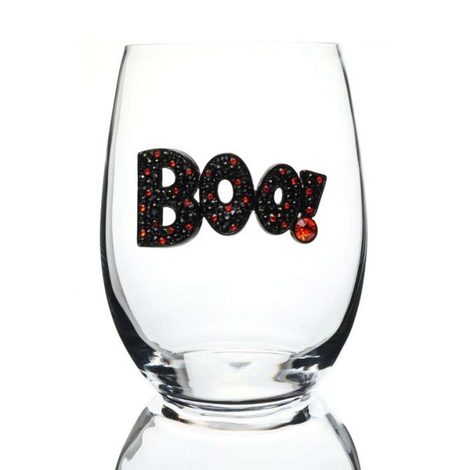 The Queens' Jewels Limited Edition Boo Halloween Jeweled Stemless Wine Glass