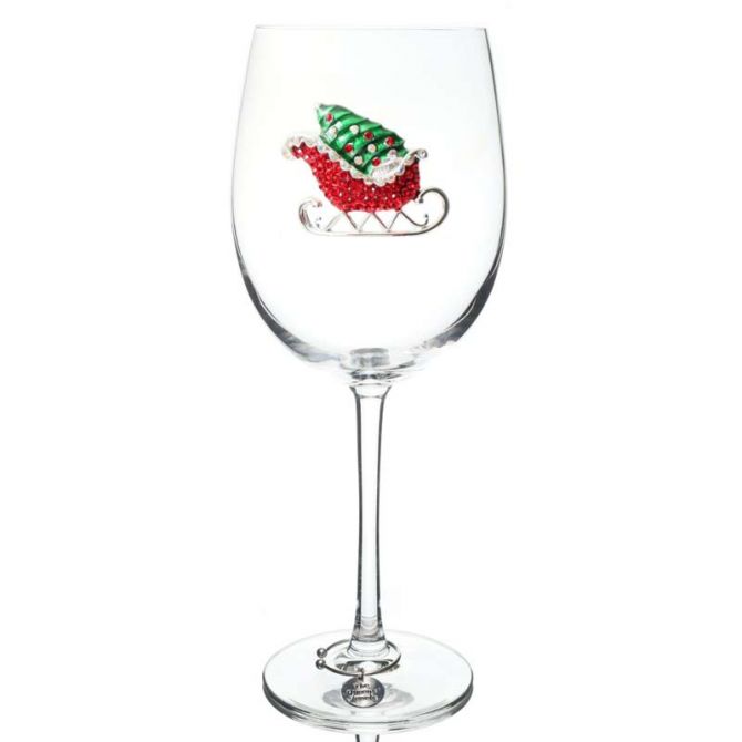 The Queens' Jewels Christmas Sleigh Jeweled Stemmed Wine Glass