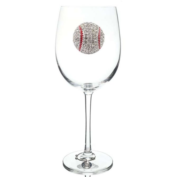 The Queens' Jewels Baseball Jeweled Stemmed Wine Glass