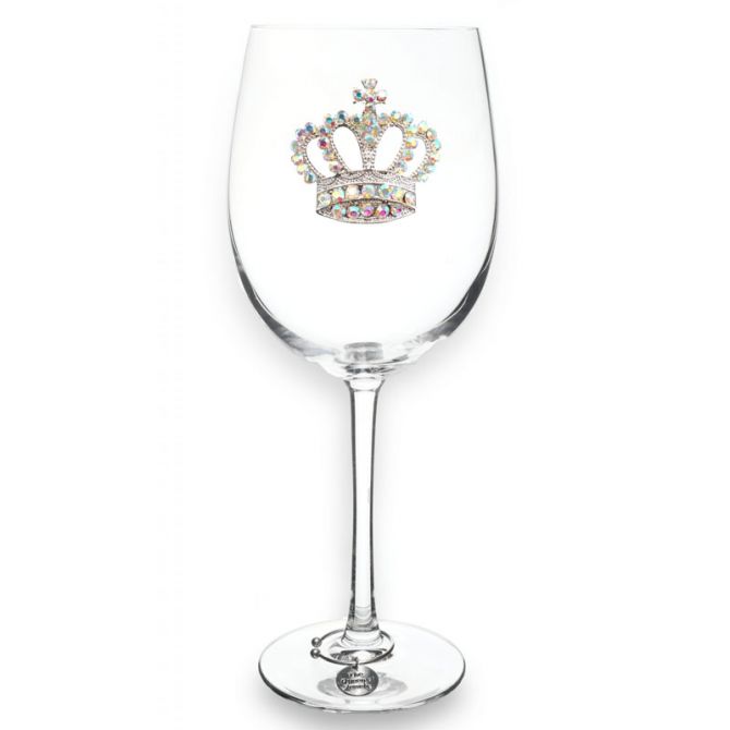 Queens' Jewels Aurora Borealis Crown Jeweled Stemmed Wine Glass