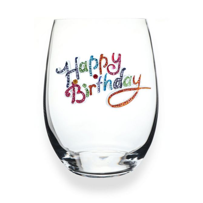 The Queens' Jewels Happy Birthday Stemless Wine Glass