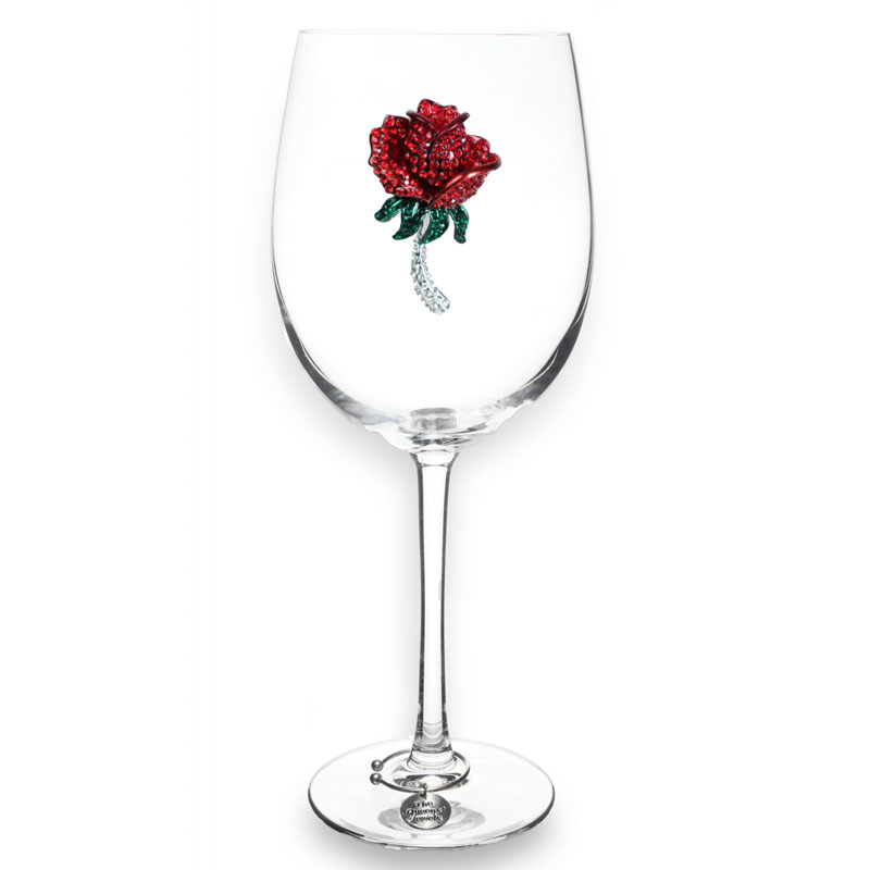 Happy Birthday Jeweled Stemmed Wine Glass