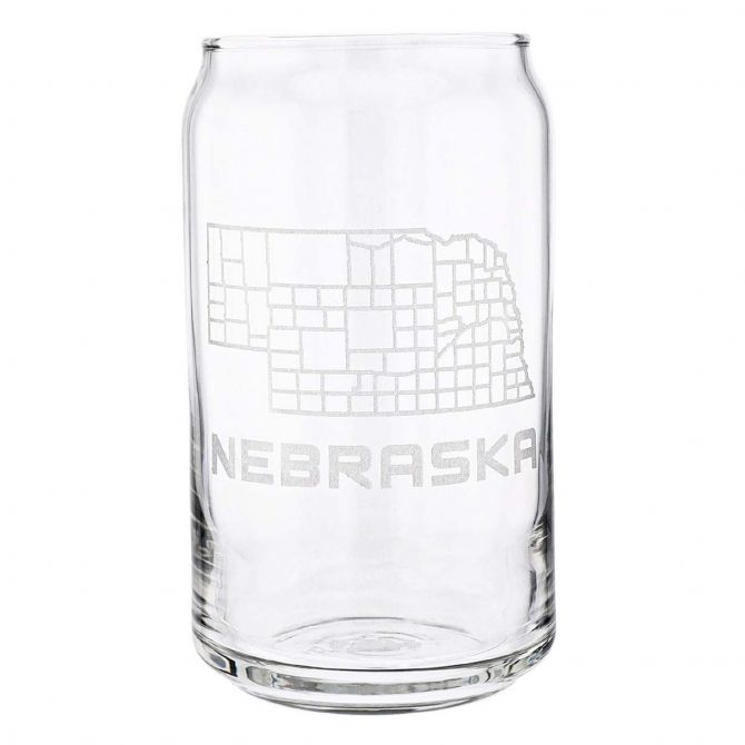 Mr.Enginerd Nebraska Counties Beer Can Glass