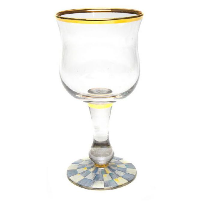 MacKenzie-Childs Sterling Check Water Glass