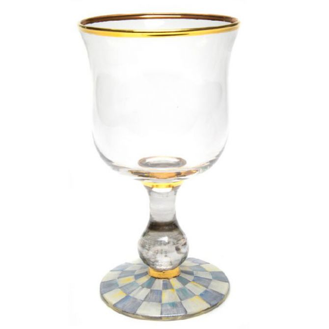 MacKenzie-Childs Sterling Check Water Glass