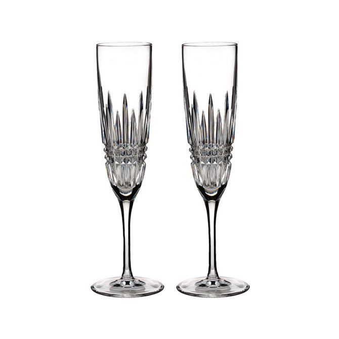 Waterford Lismore Diamond Flutes, Pair