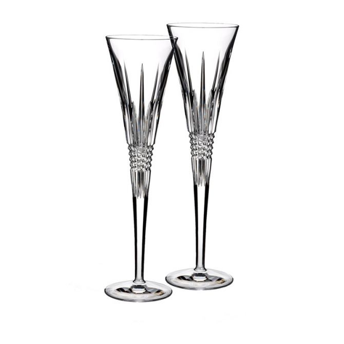 Waterford Lismore Diamond Toasting Flutes, Pair