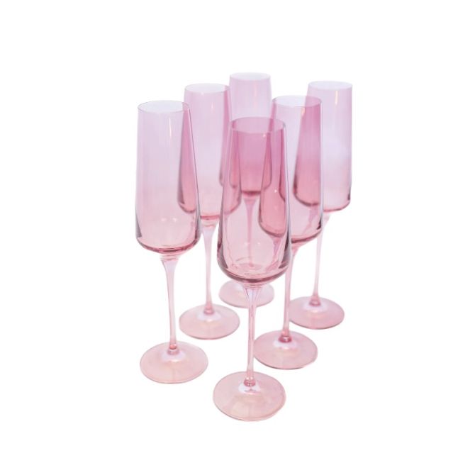 Estelle Rose Colored Champagne Flutes, Set of 6