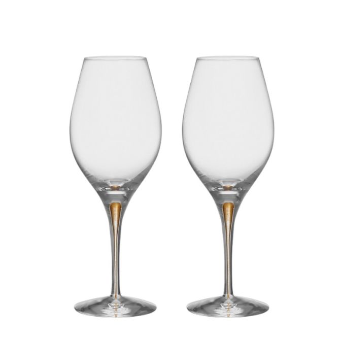 Orrefors Intermezzo Yellow Gold Balance Glasses, Set of 2