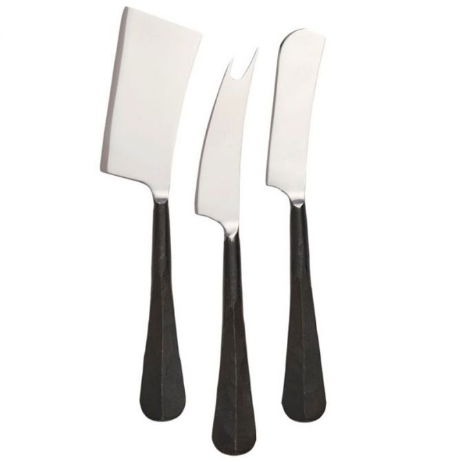 Simon Pearce Woodbury Black Cheese Knives, Set of 3