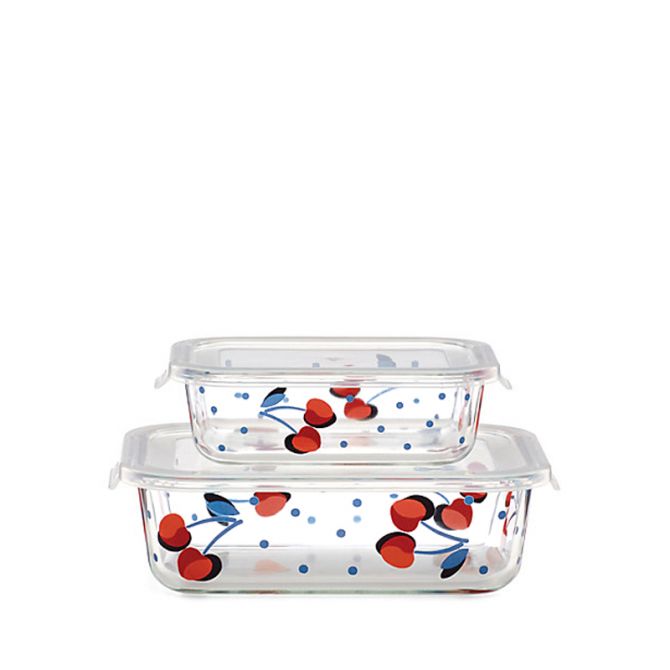 Kate Spade Vintage Cherry Dot Rectangular Food Storage, Set of 2