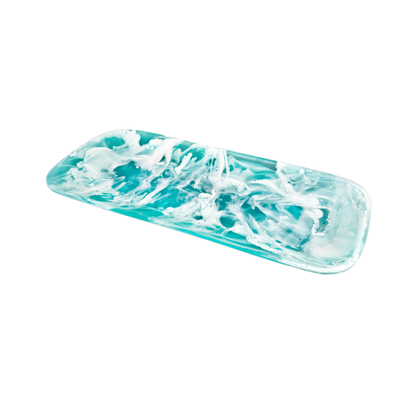 Nashi Classical Rectangular Aqua Swirl Platter | Borsheims