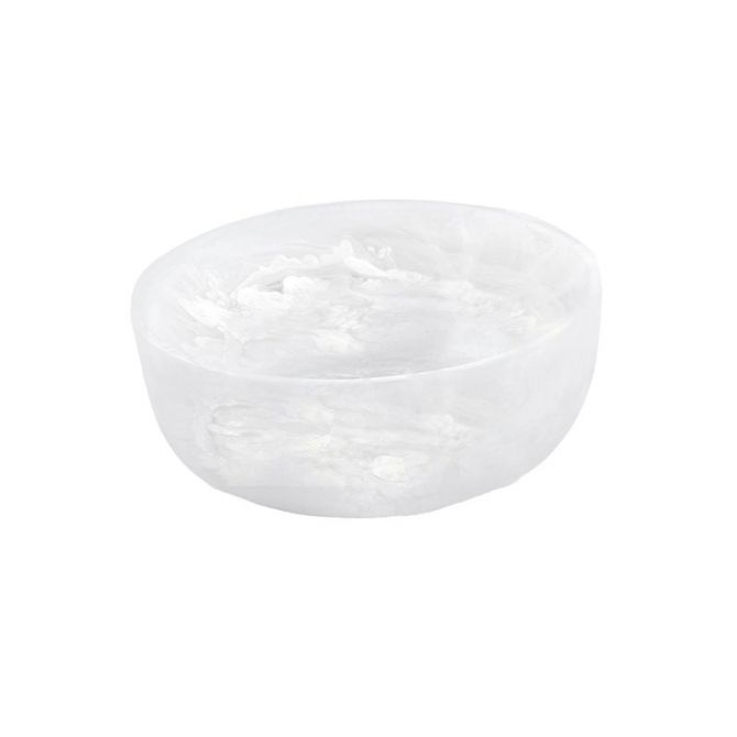 Nashi Round Small Bowl, White Swirl