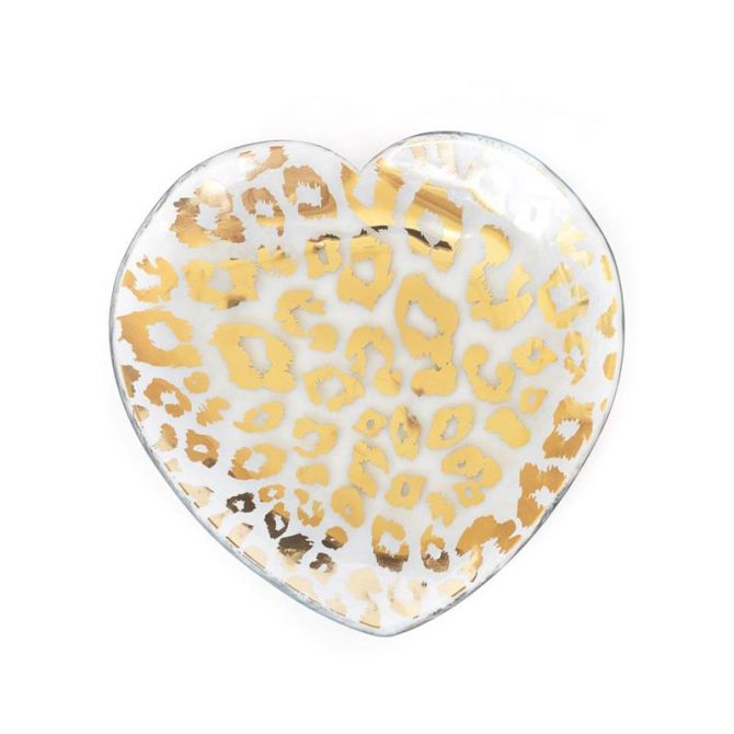 Annieglass Cheetah Heart Plate, 7"