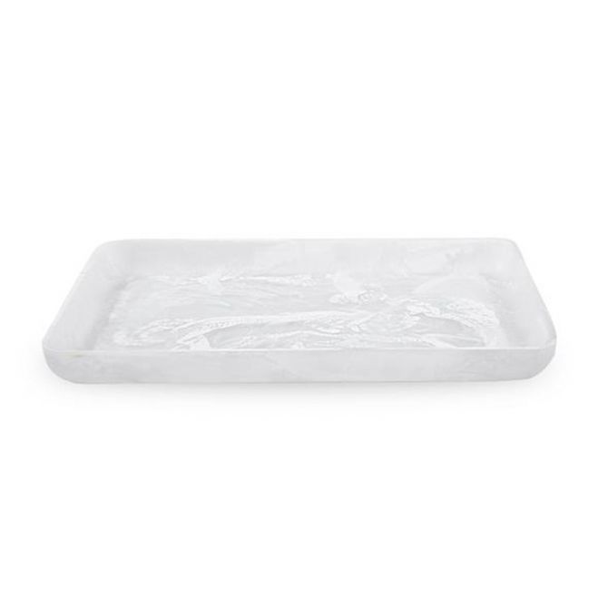 Nashi Large Rectangle Tray, White Swirl