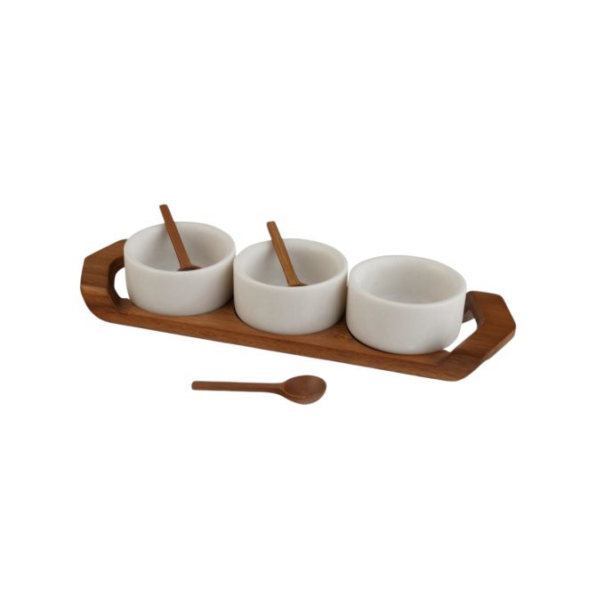 Nambe Chevron Condiment Tray with Spoons