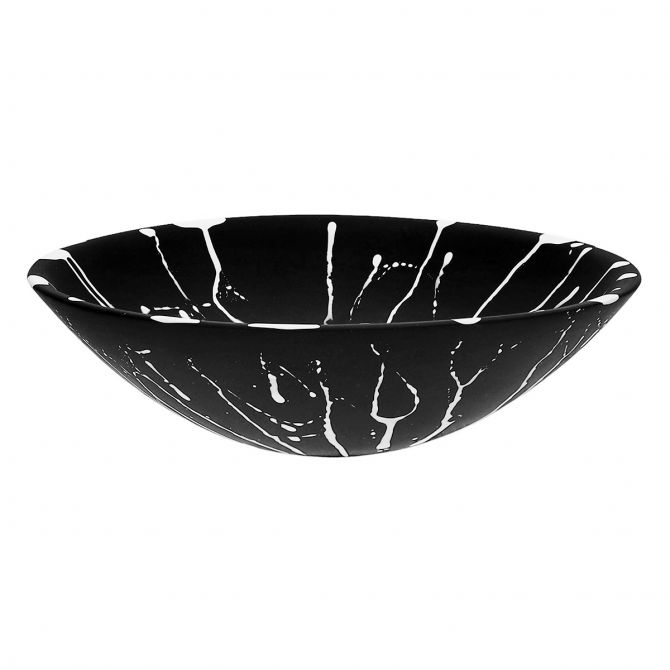 Nashi Medium Everyday Round Bowl, Black with White Splatter