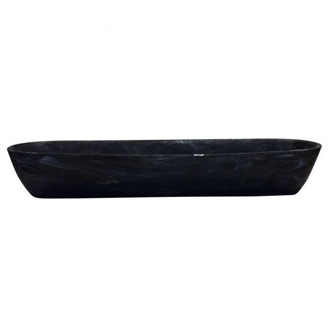 Nashi Boat Bowl, Black Swirl